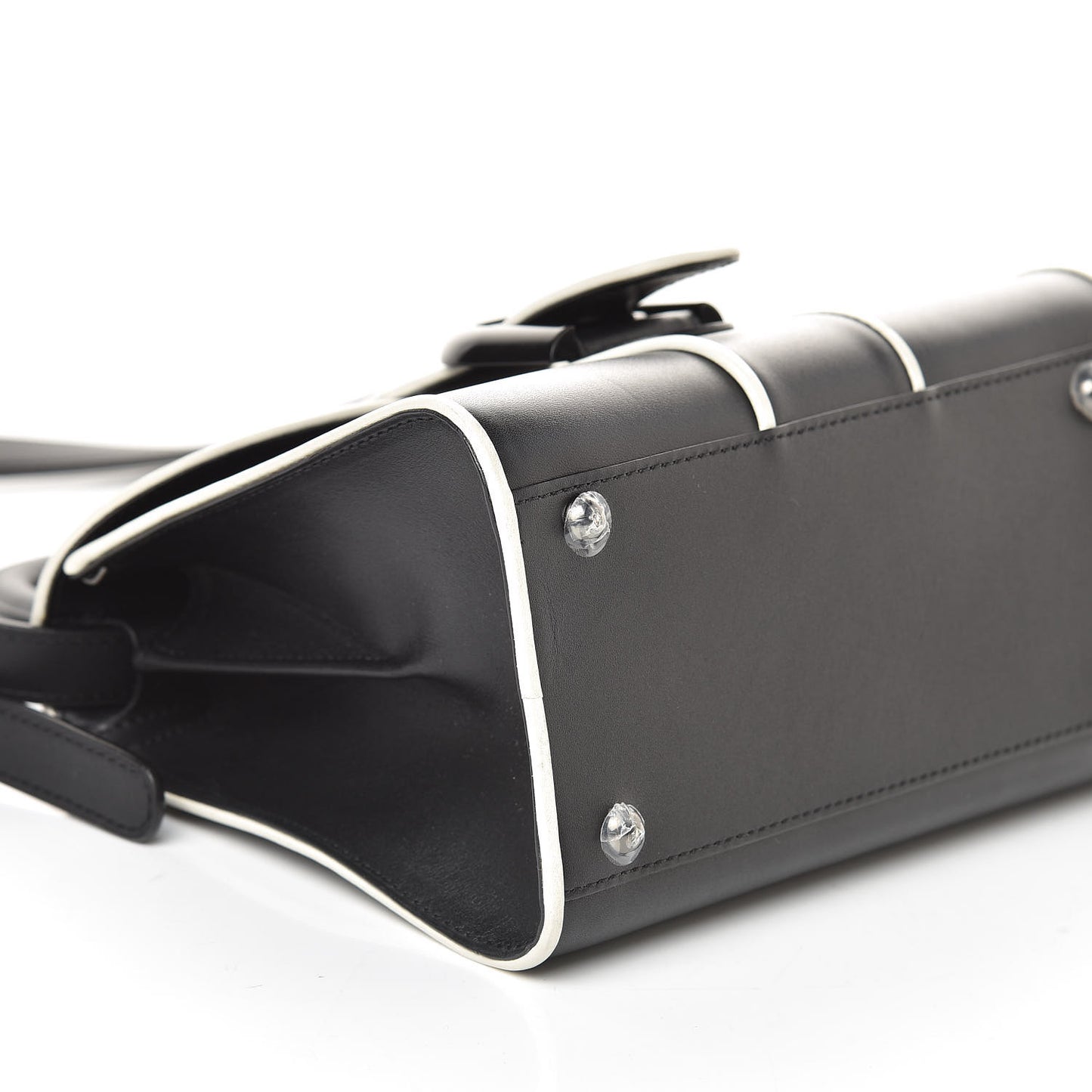 Calfskin Illusion Piped Mini Brillant Satchel Black
