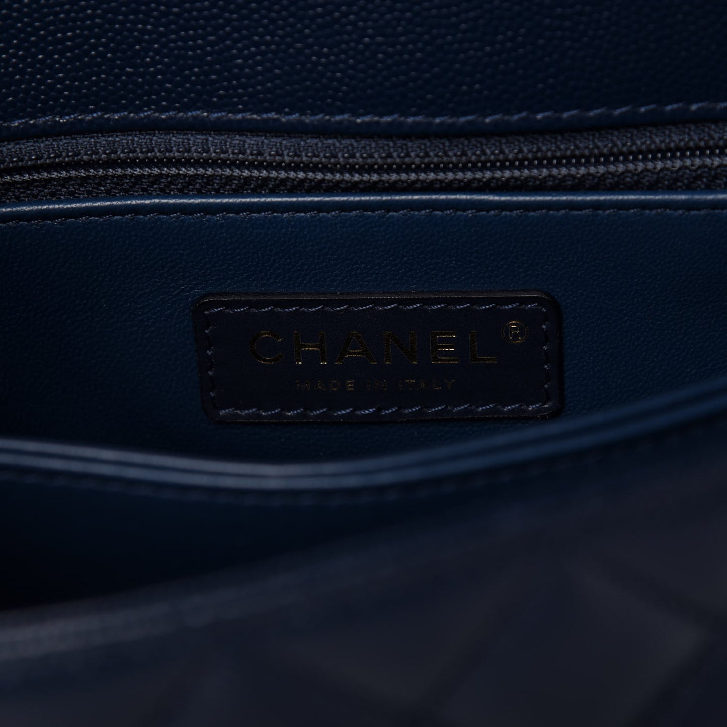 Caviar Quilted Lizard Embossed Mini Coco Handle Flap Navy