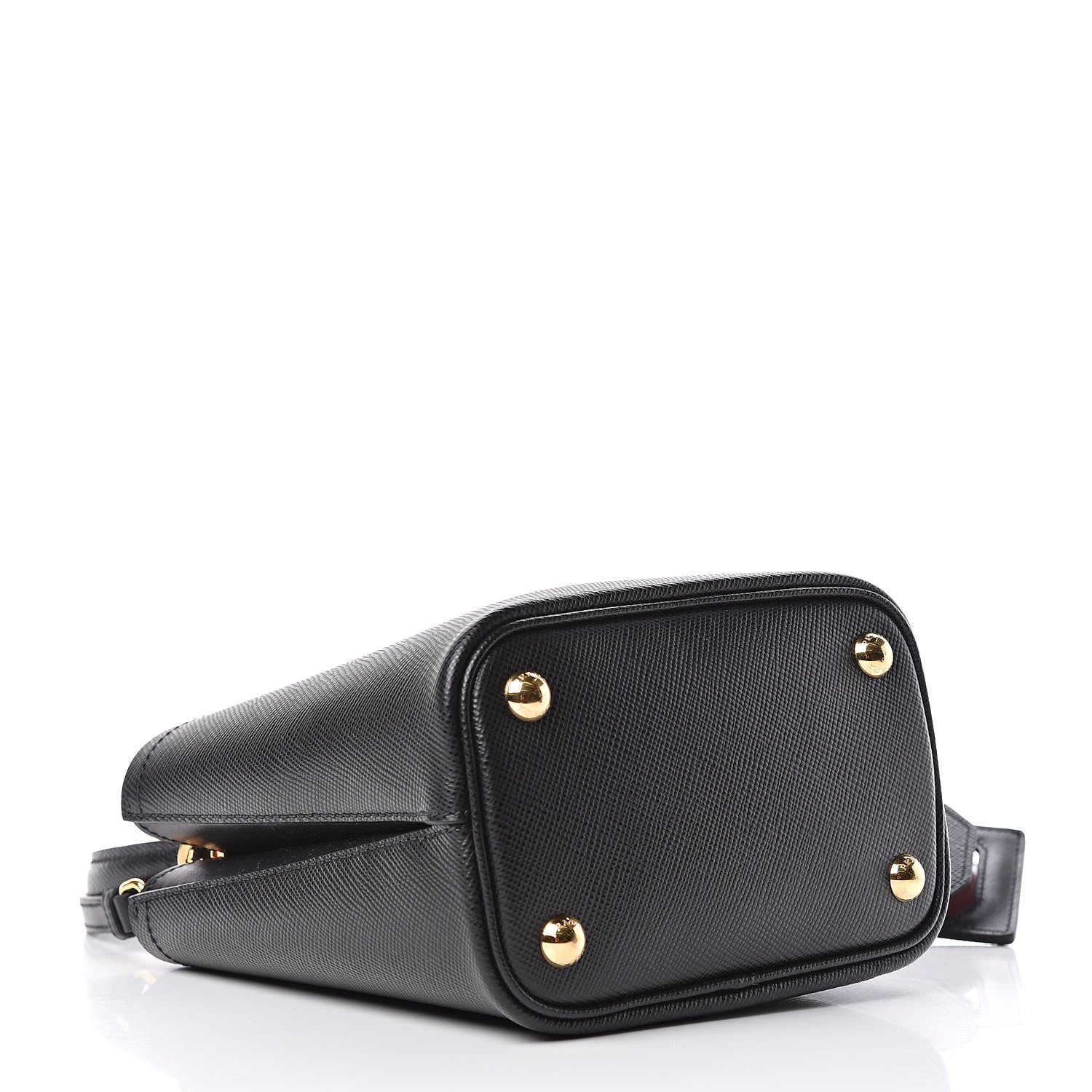 Prada Saffiano Cuir Small Panier Bucket Bag Black Fuoco 4 of 9