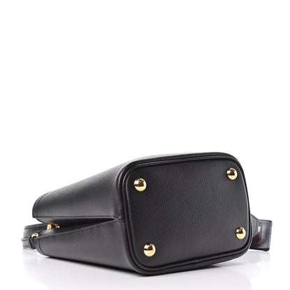 Prada Saffiano Cuir Small Panier Bucket Bag Black Fuoco 4 of 9