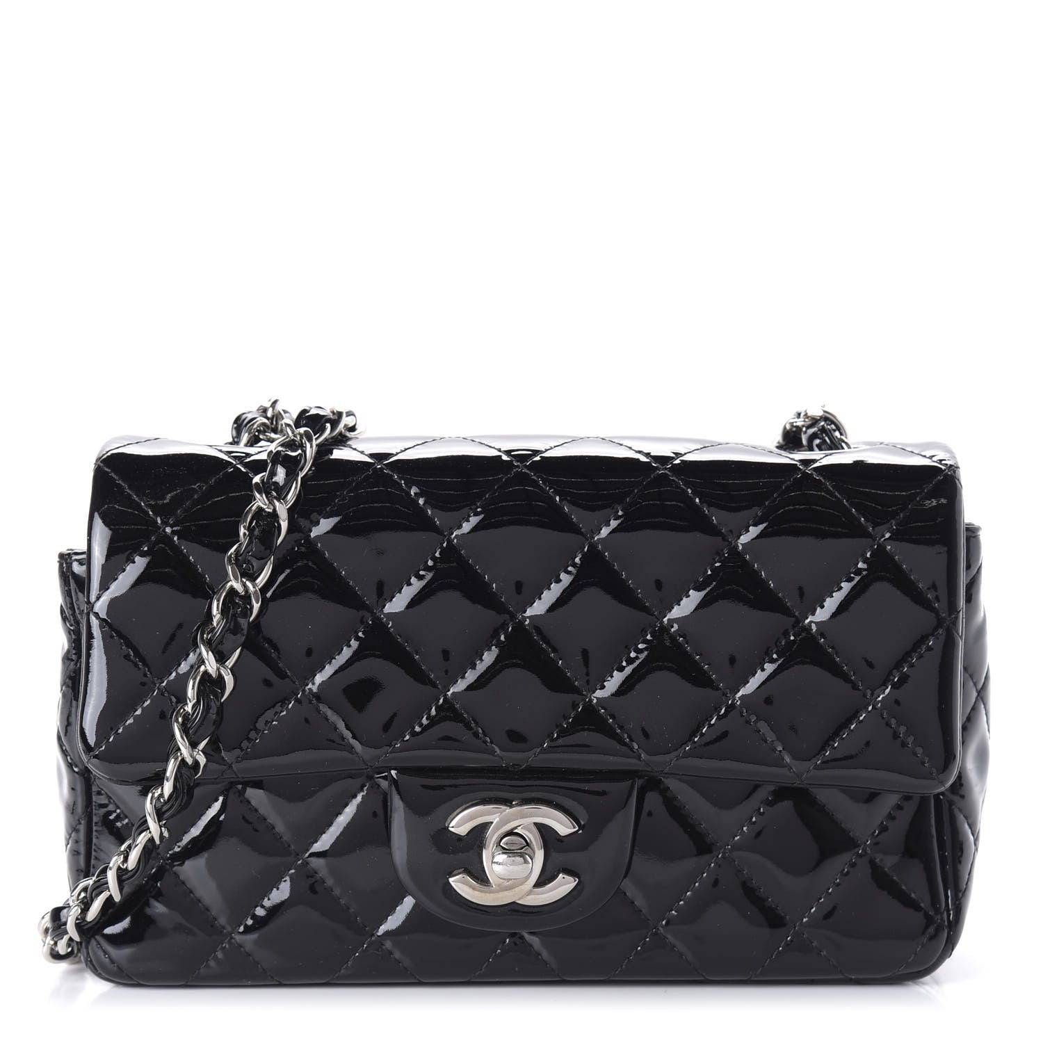 Chanel Patent Calfskin Quilted Mini Rectangular Flap Black 1 of 10