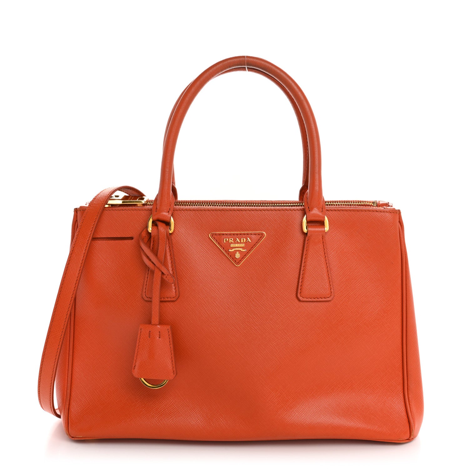 Prada Saffiano Small Galleria Double Zip Tote Papaya 1 of 19