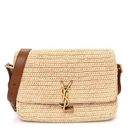 Saint Laurent Raffia Calfskin Medium Monogram Solferino Satchel 1 of 12