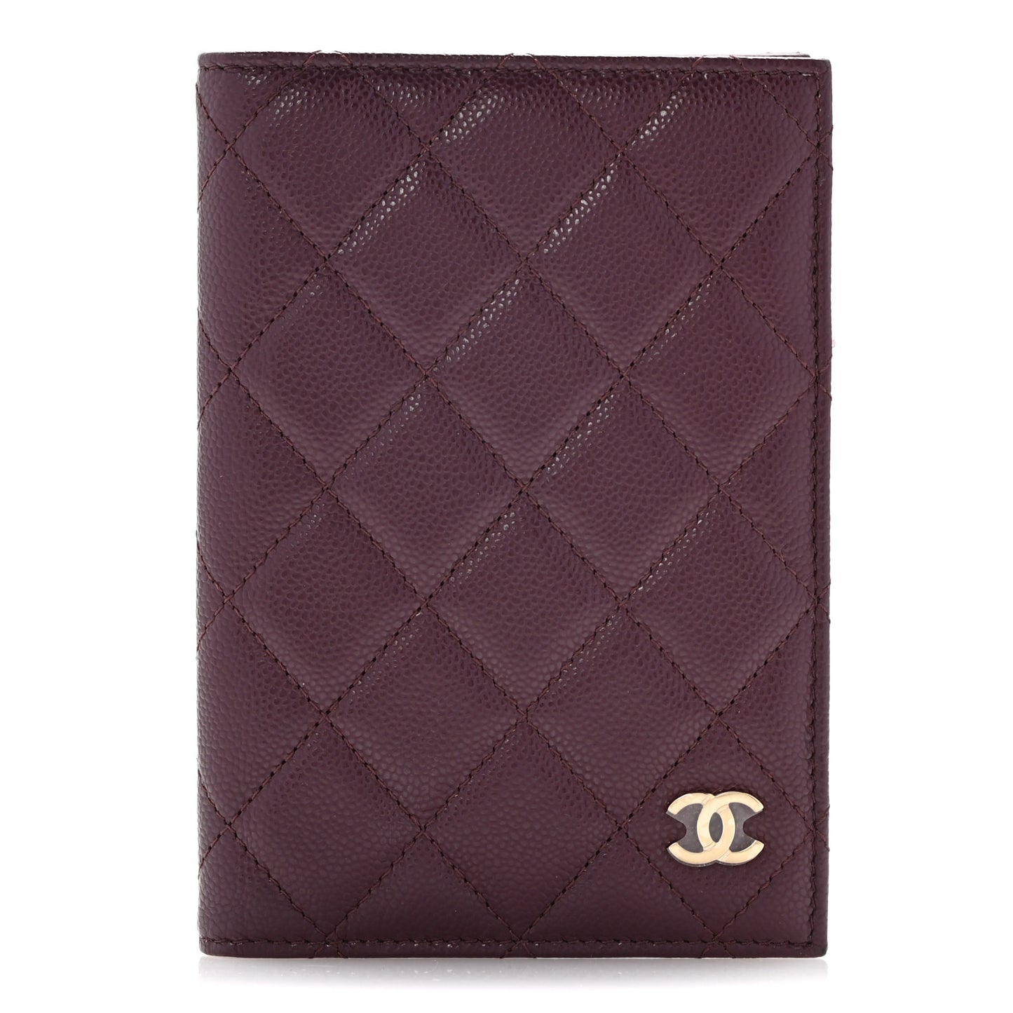 Caviar Quilted Passport Holder Dark Purple