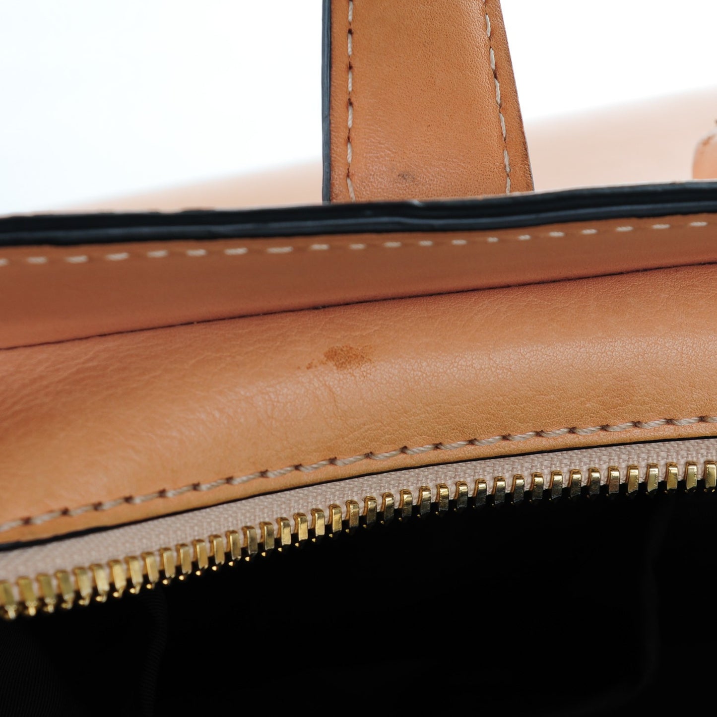 Calfskin Pelican Satchel Tan Antique Brass Hardware