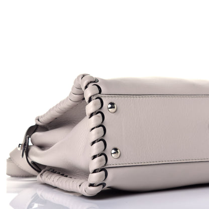 Fendi Vitello Seta Lace Up Medium Peekaboo Iconic Satchel Grigio Polvere 8 of 9