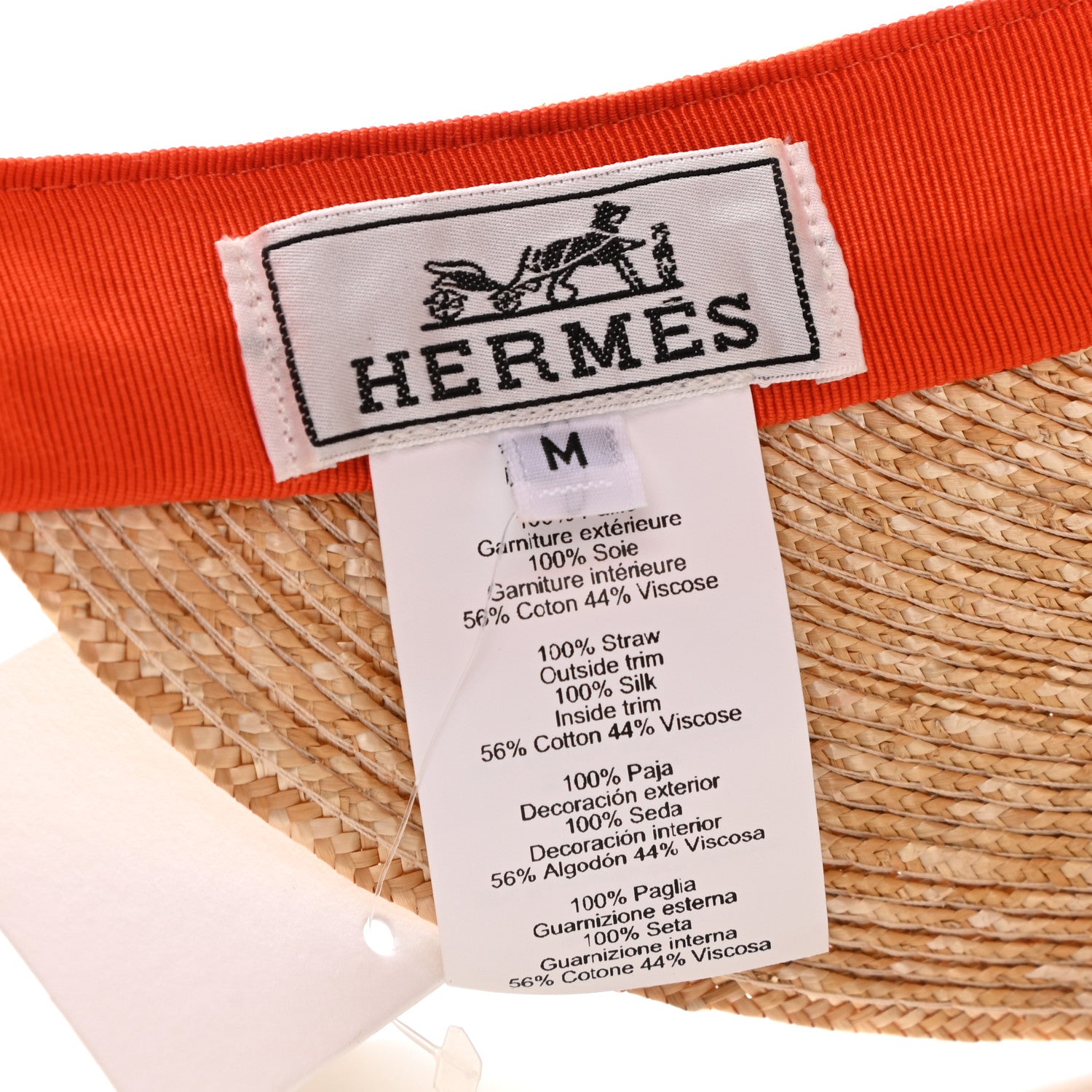 Hermes Straw Silk Etriers Andrea Visor M Natural Beige 7 of 7