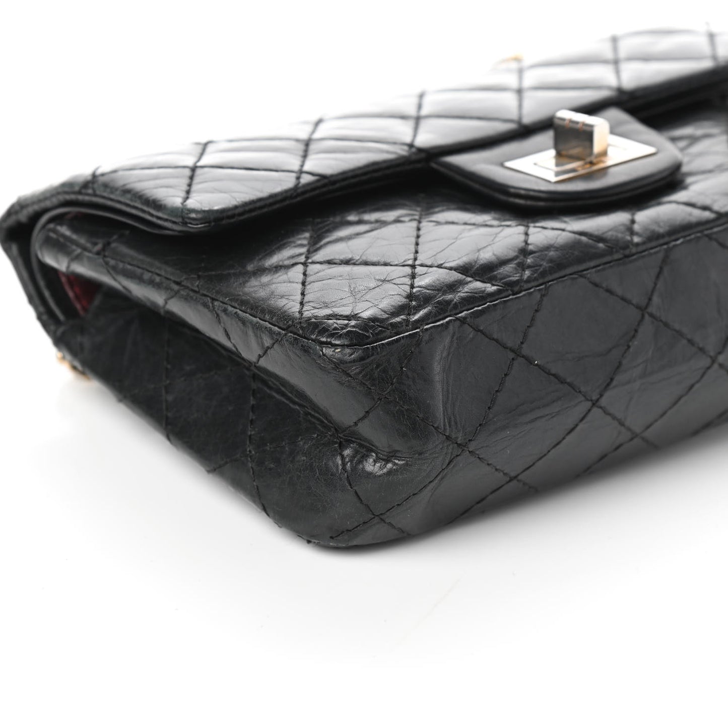 Aged Calfskin Quilted 2.55 Reissue 224 Flap Black