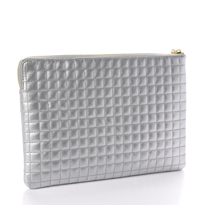 Celine Lambskin Quilted Zip Pouch Grey 3 of 8