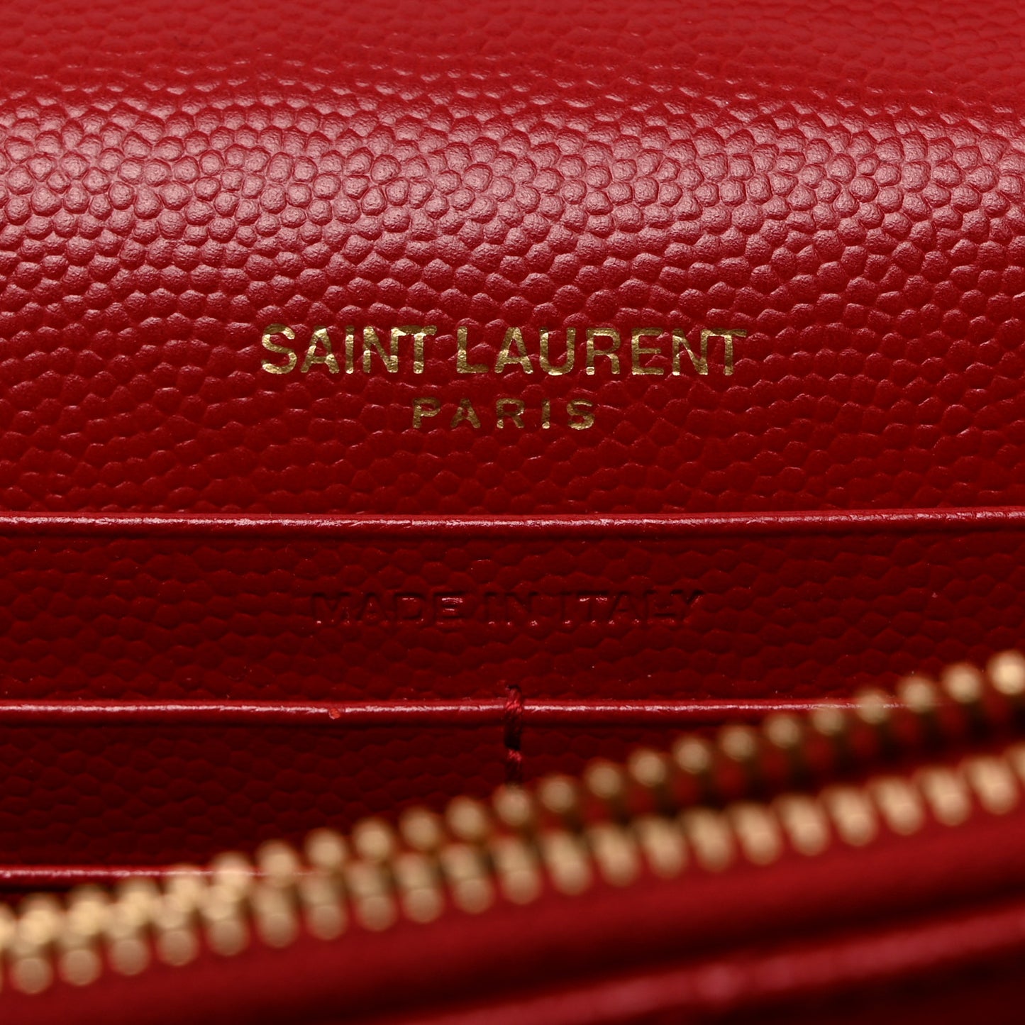 Grain De Poudre Matelasse Chevron Monogram Envelope Chain Wallet New Red