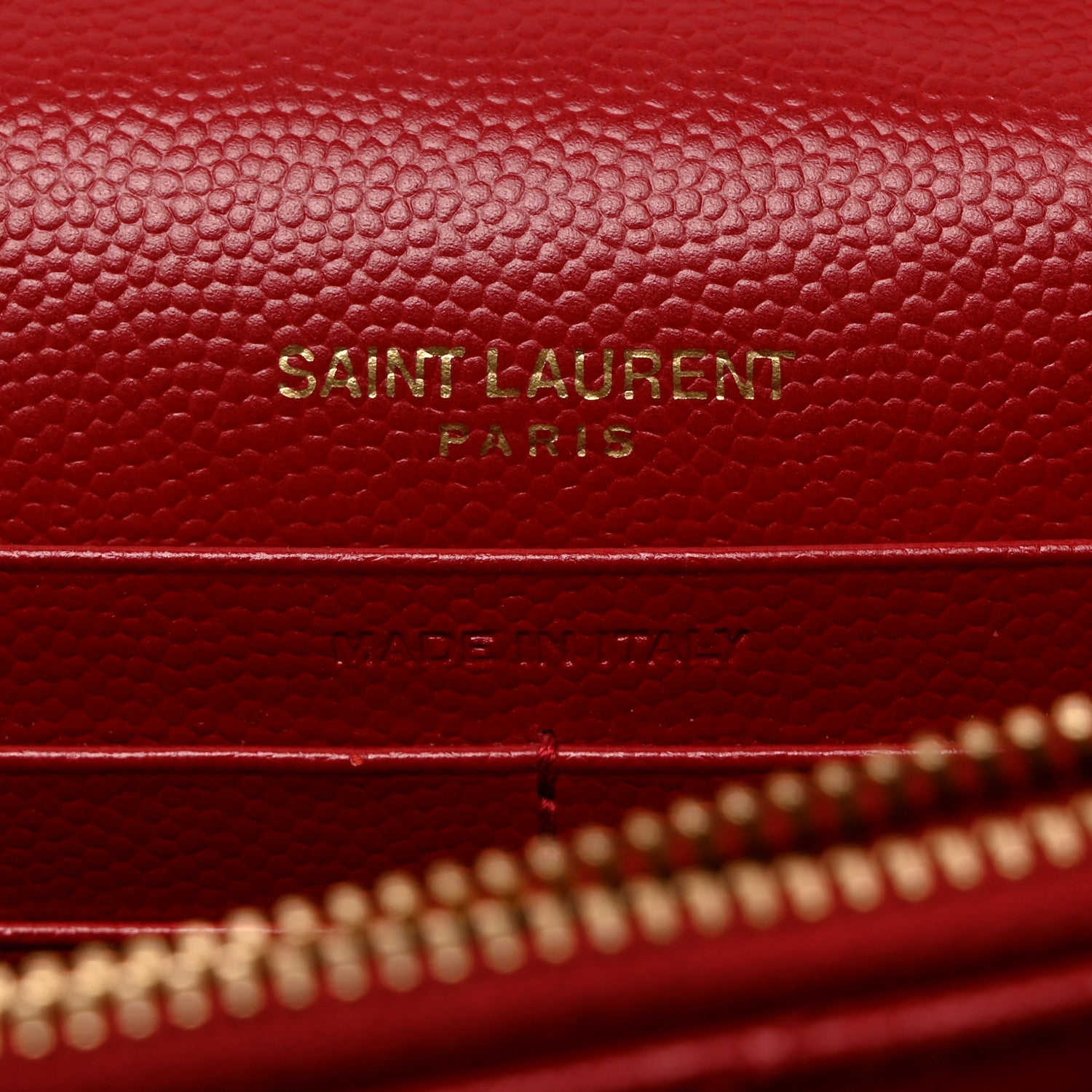 Saint Laurent Grain De Poudre Matelasse Chevron Monogram Envelope Chain Wallet New Red 6 of 10