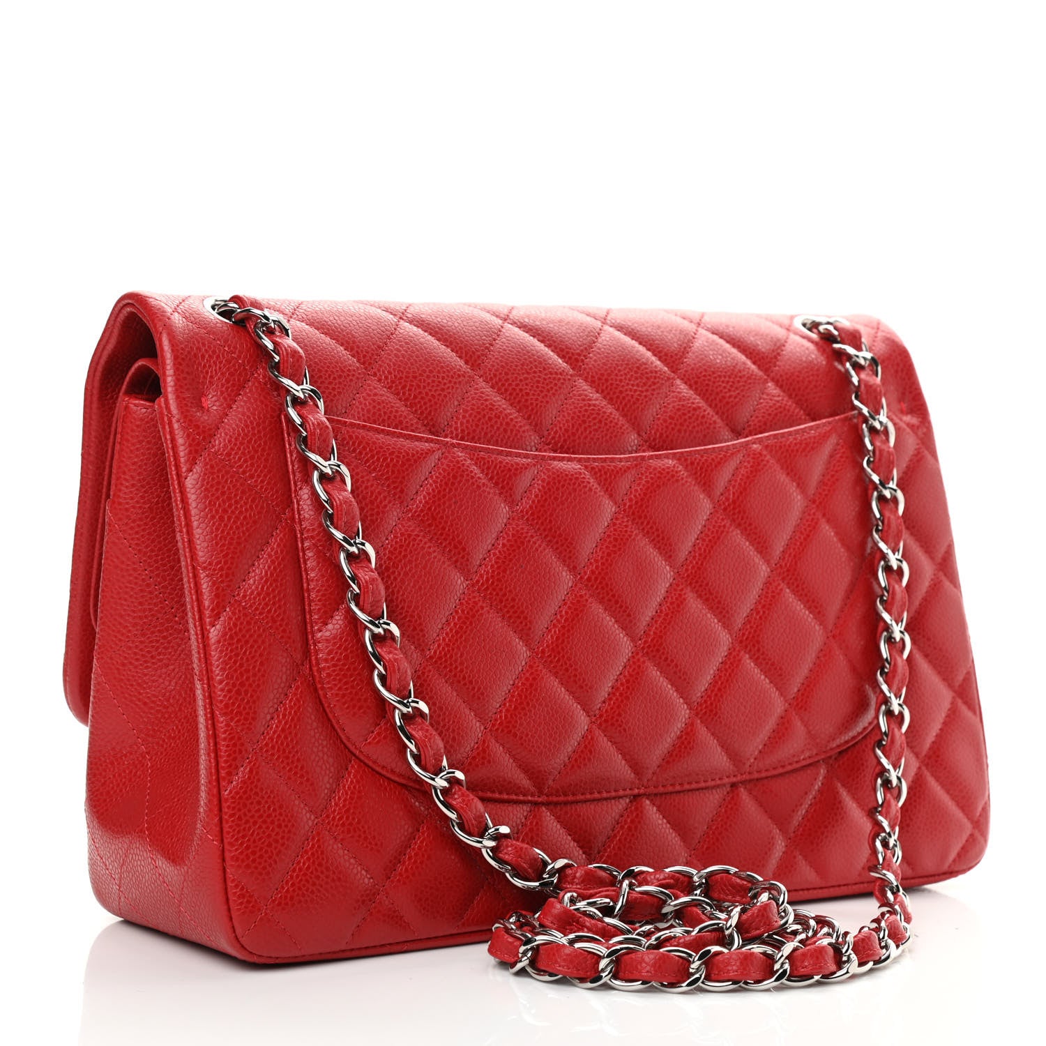 Chanel Caviar Quilted Jumbo Double Flap Red 3 of 10