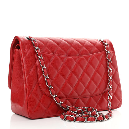 Chanel Caviar Quilted Jumbo Double Flap Red 3 of 10