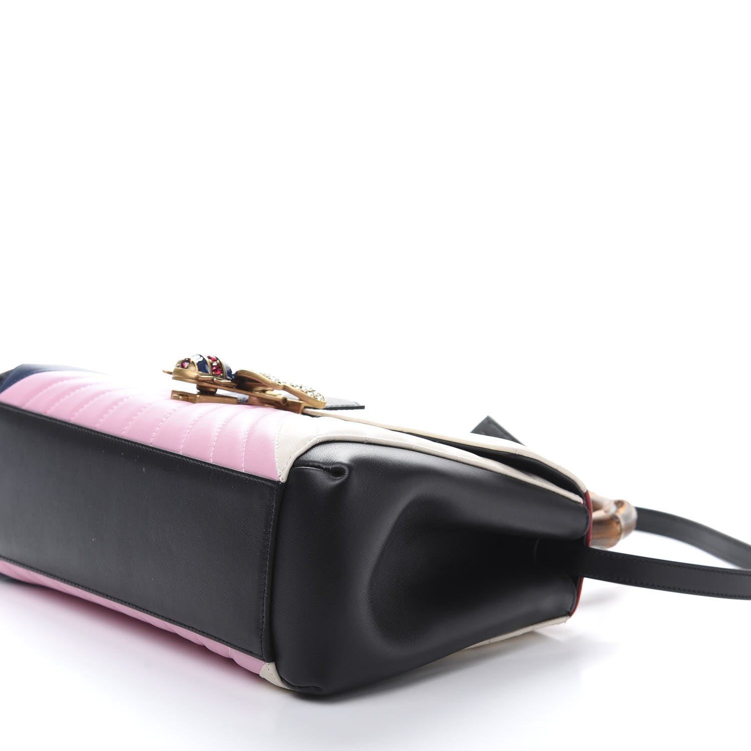 Gucci Calfskin Bamboo Trapuntata Queen Margaret Top Handle Bag Blue Agata Hibiscus Red Mystic White Sugar Pink 7 of 13