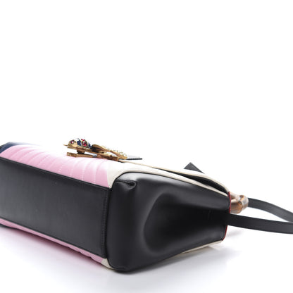Gucci Calfskin Bamboo Trapuntata Queen Margaret Top Handle Bag Blue Agata Hibiscus Red Mystic White Sugar Pink 7 of 13