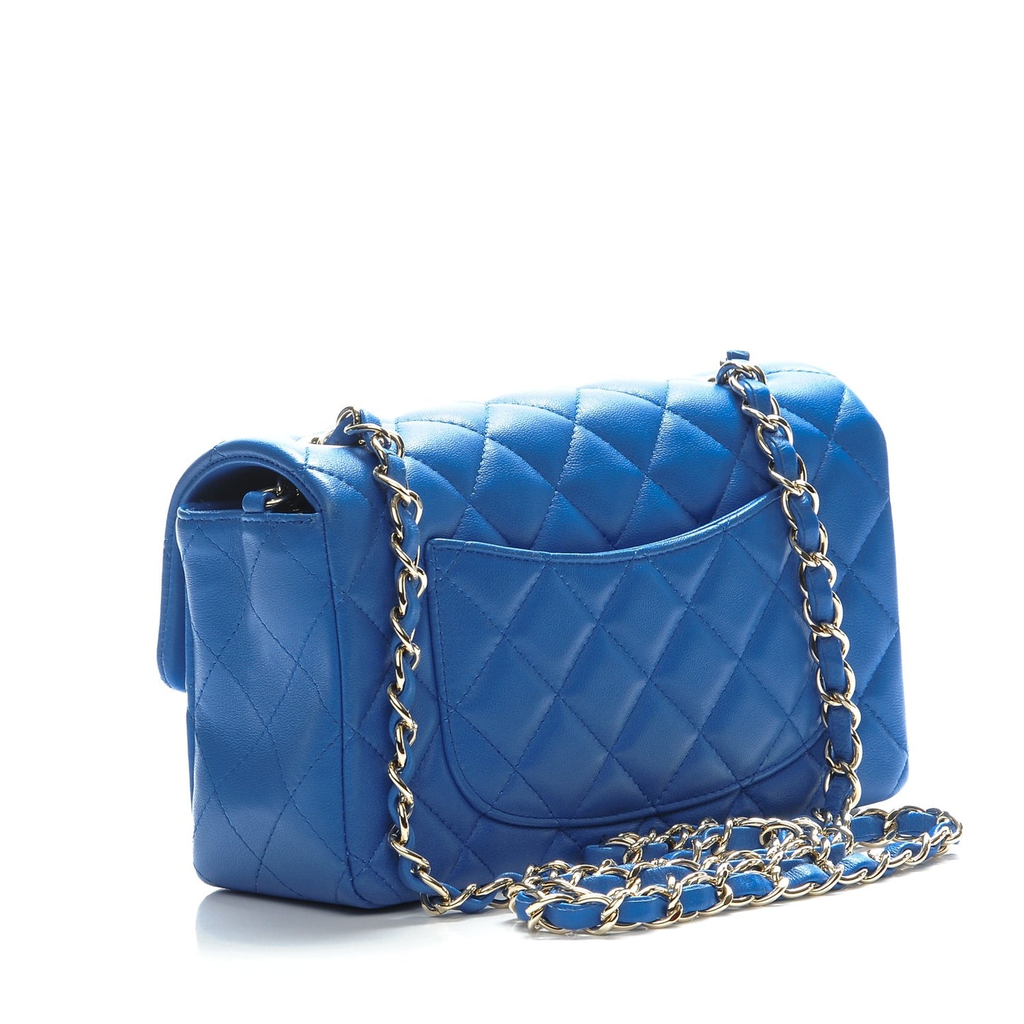 Lambskin Quilted Mini Rectangular Flap Blue
