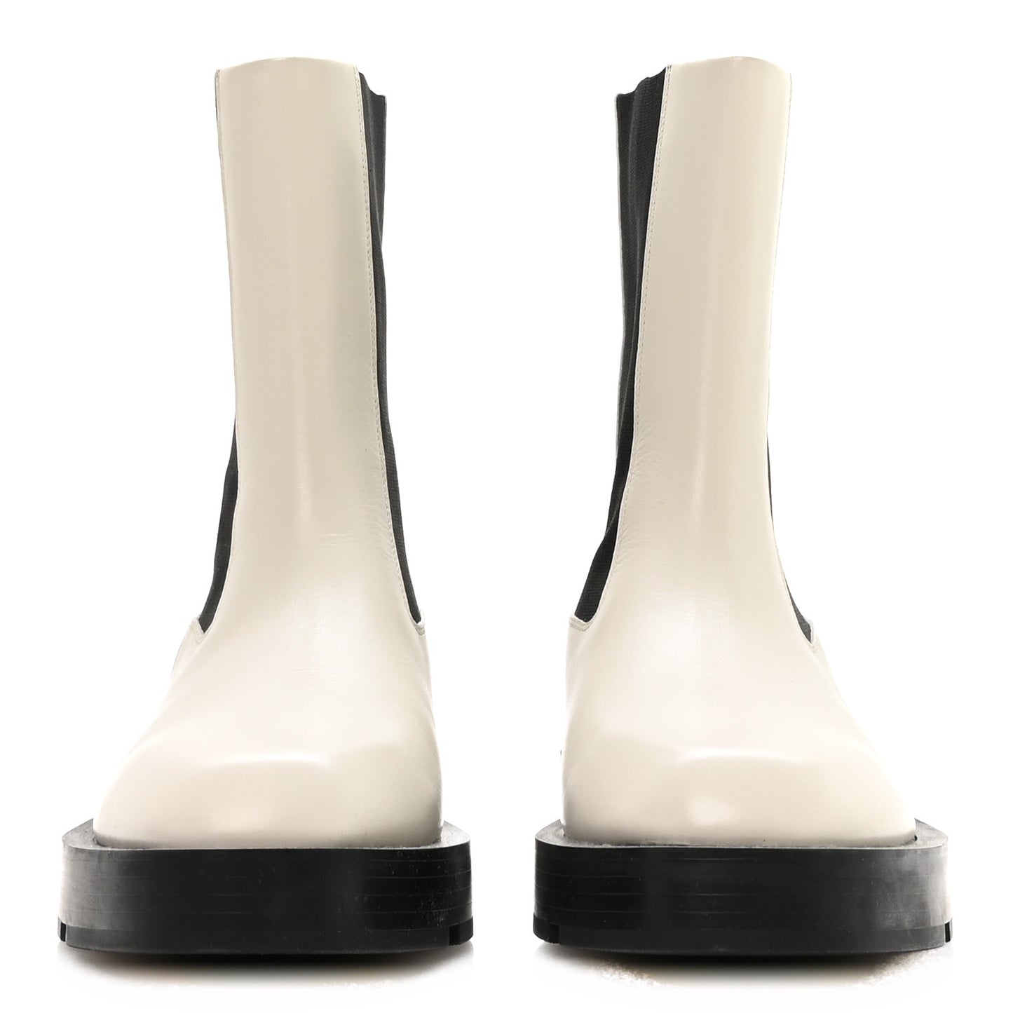 Calfskin Square Chelsea Boots 37 White Black