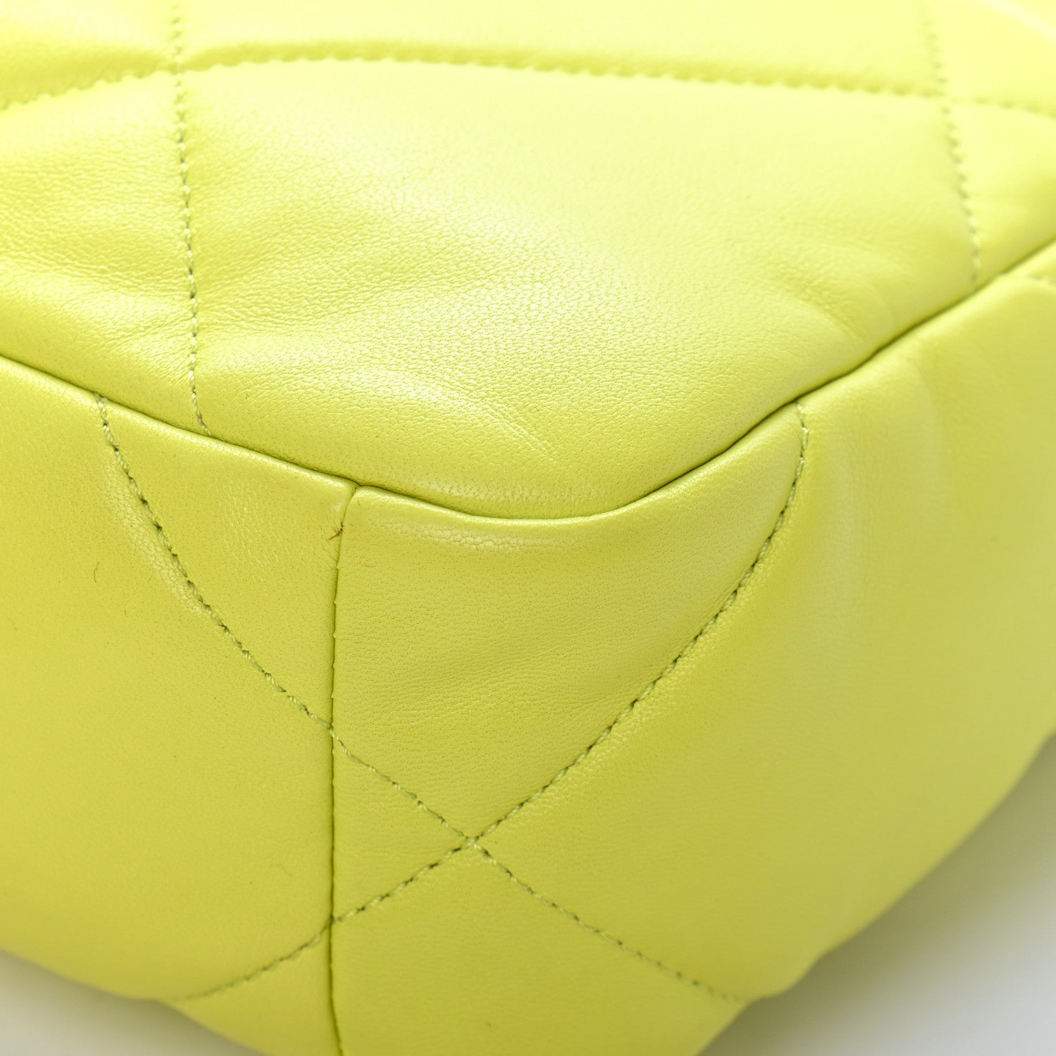 Chanel Shiny Lambskin Quilted Medium Chanel 19 Flap Neon Yellow 12 of 16