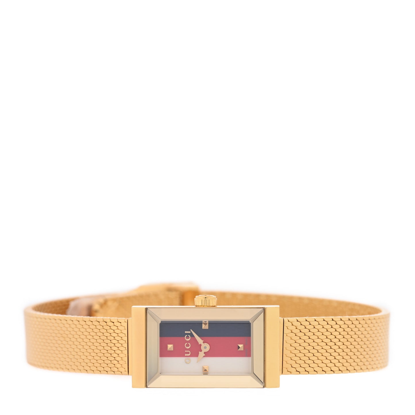 Stainless Steel Mother of Pearl 14mm Web G-Frame Mesh Quartz Watch Gold