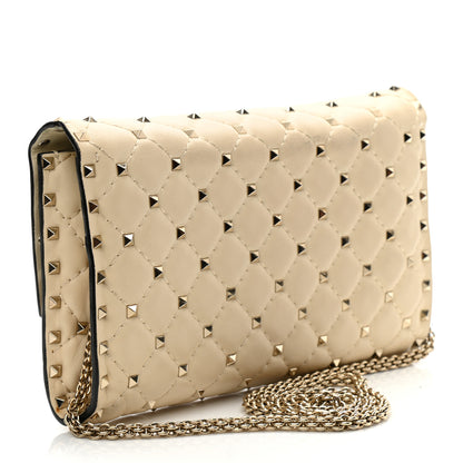 Valentino Garavani Nappa Rockstud Spike Wallet on Chain Light Ivory 3 of 12
