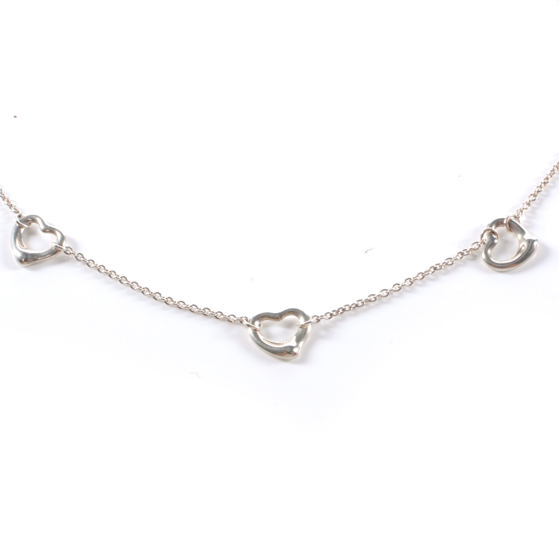 Tiffany Sterling Silver Elsa Peretti 3 Open Hearts Necklace 3 of 4