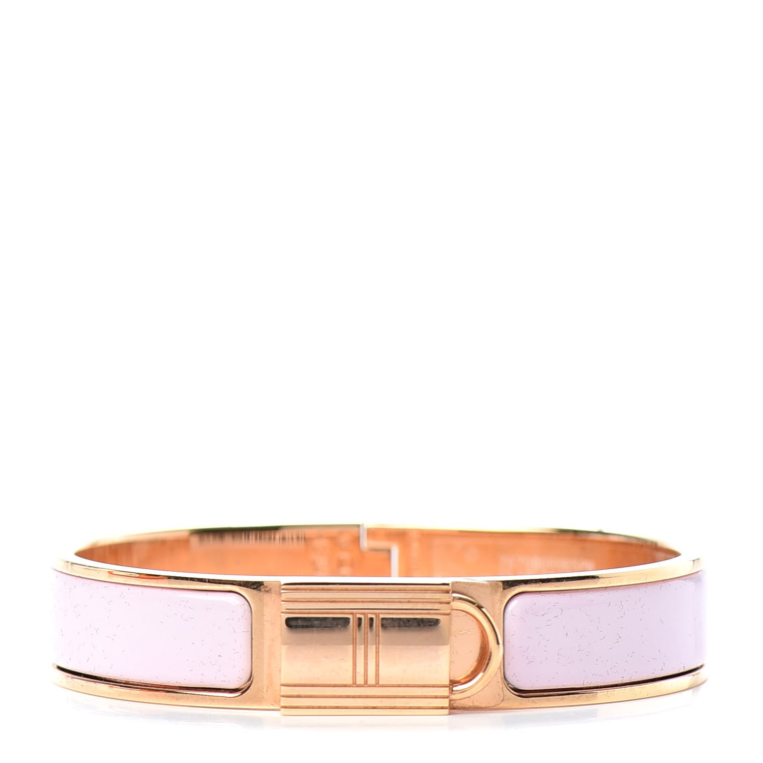 Hermes Enamel Narrow Clic Cadenas Bracelet PM Rose Dragee 1 of 4
