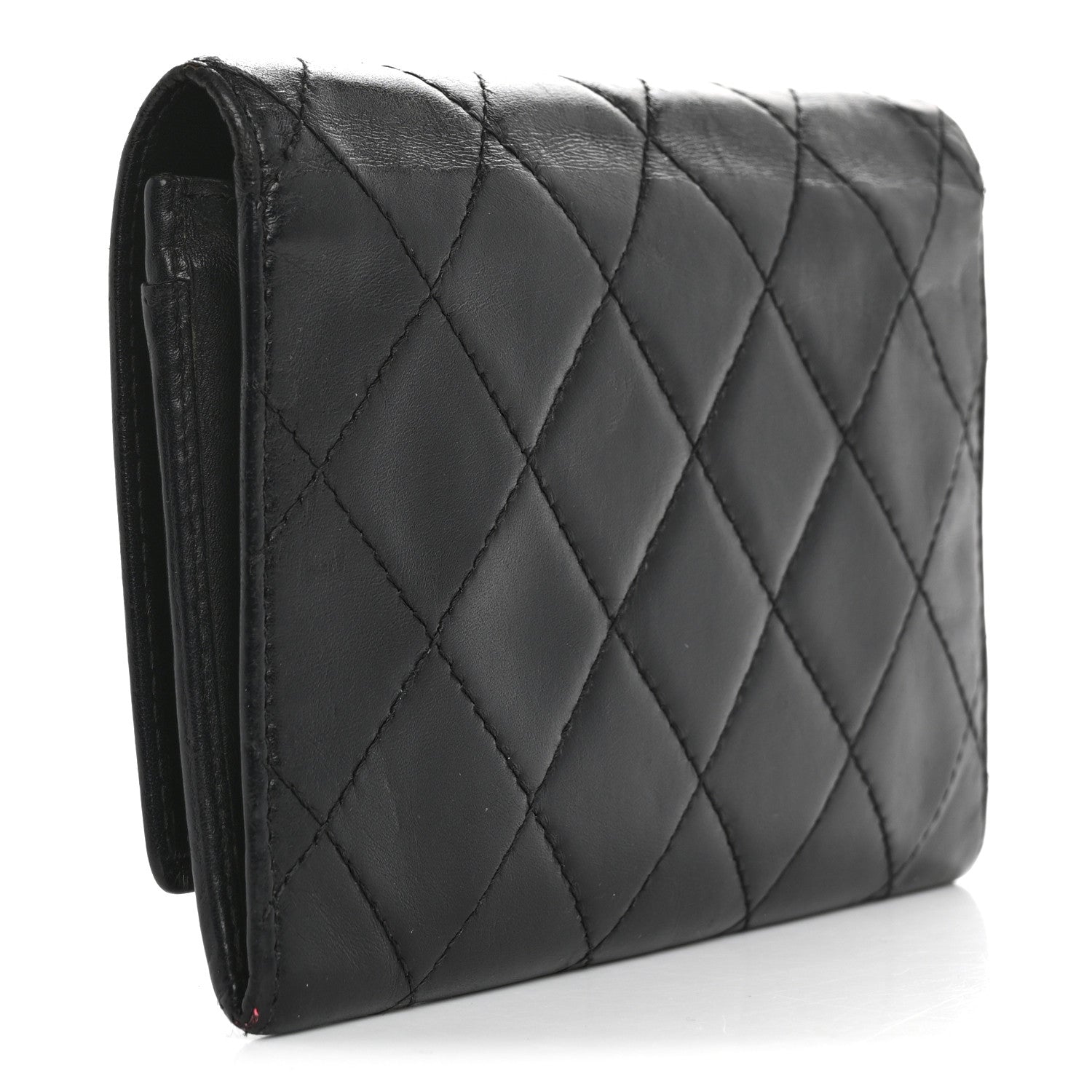 Chanel Calfskin Quilted Cambon Flap Wallet Black White 3 of 13