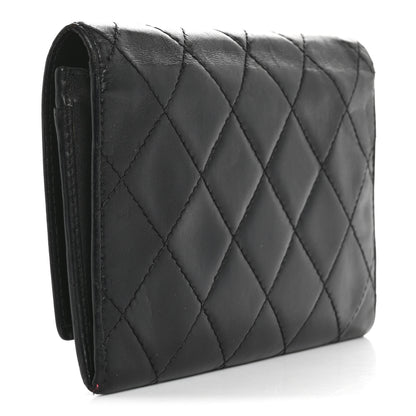 Chanel Calfskin Quilted Cambon Flap Wallet Black White 3 of 13