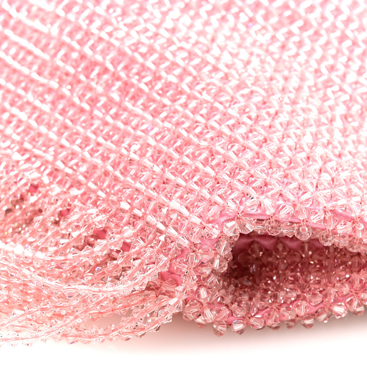 Satin Bead Embellished Callie Fringe Tassel Chain Evening Bag Pink