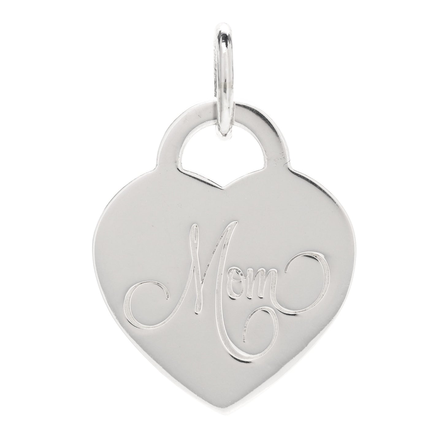 Sterling Silver Mom Heart Tag Charm