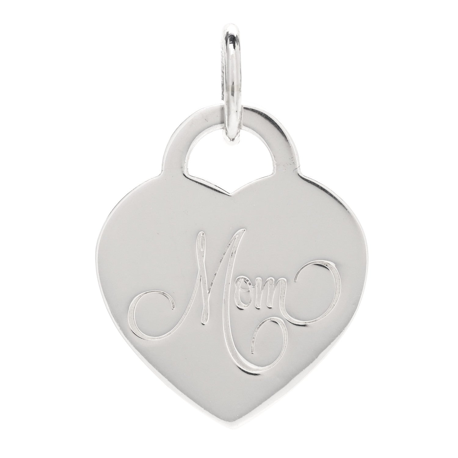 Tiffany Sterling Silver Mom Heart Tag Charm 1 of 4