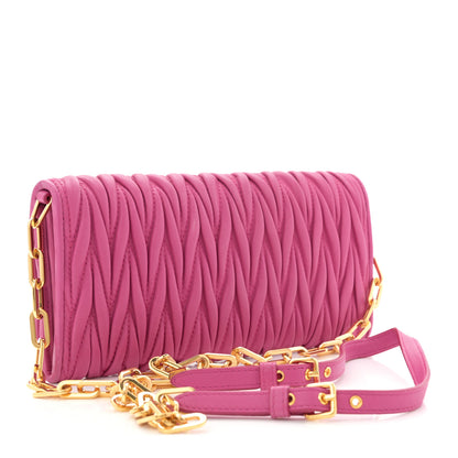 Miu Miu Nappa Matelasse Wallet On Chain Fuxia 3 of 10