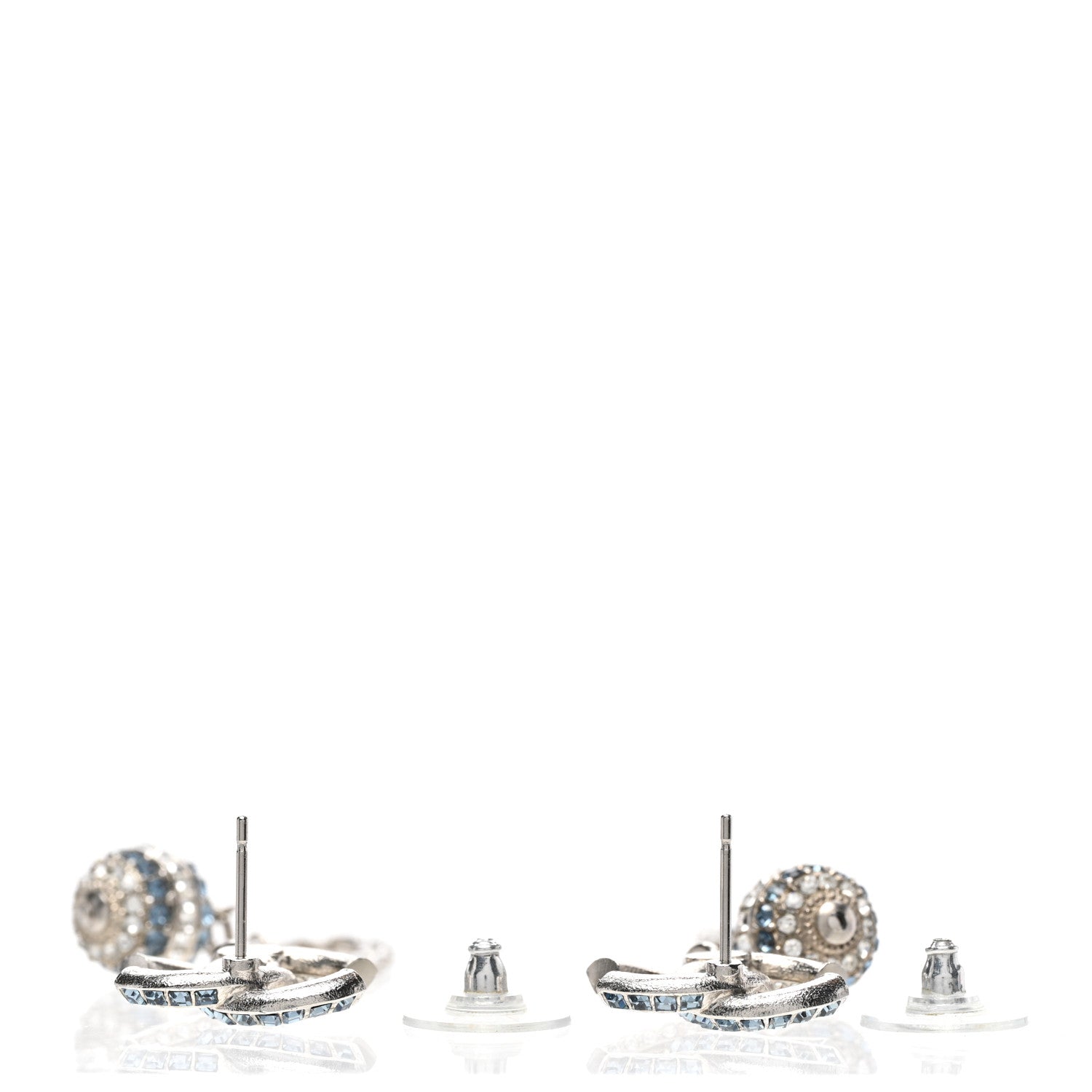 Chanel Crystal Drop Long CC Earrings Silver 4 of 4