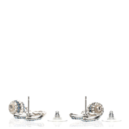 Chanel Crystal Drop Long CC Earrings Silver 4 of 4