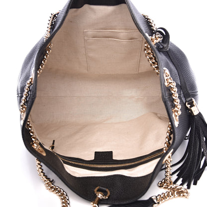 Gucci Pebbled Calfskin Medium Soho Chain Shoulder Bag Black 5 of 10