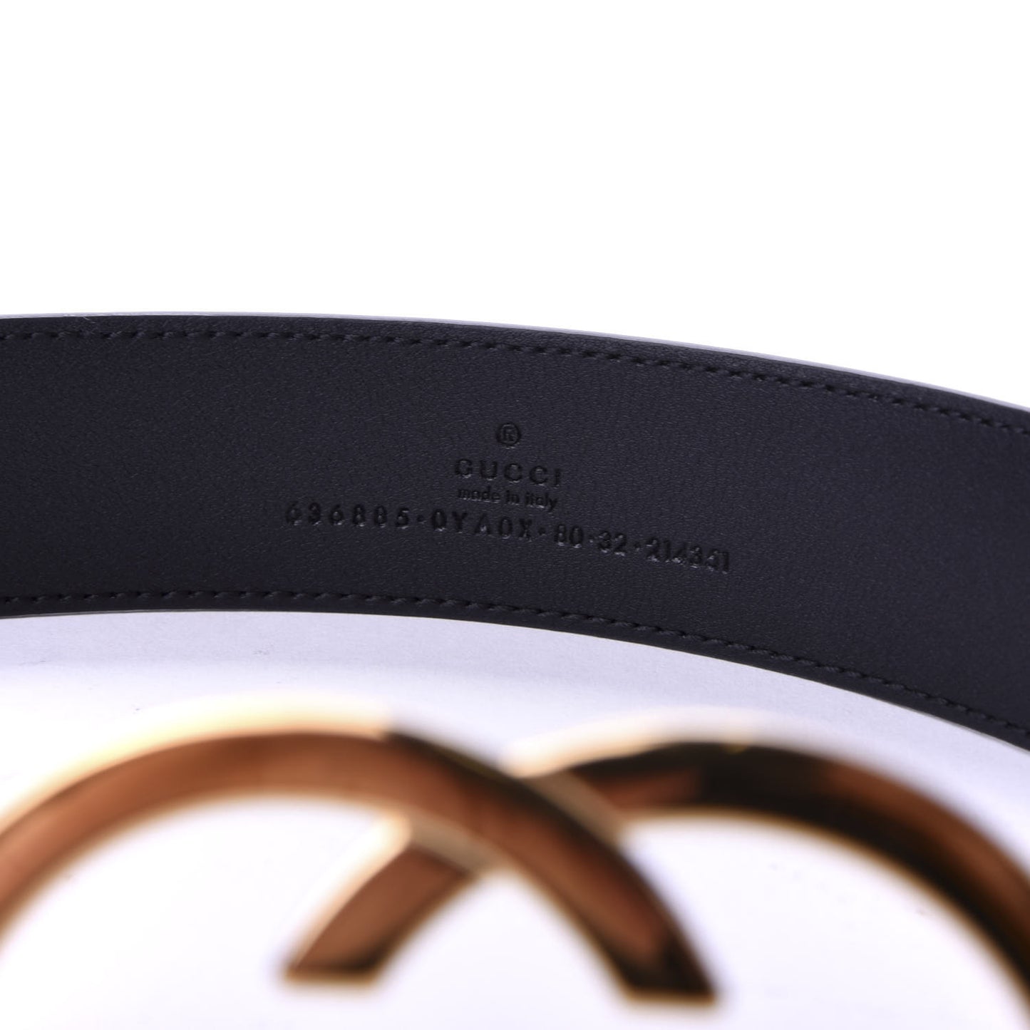 Calfskin Interlocking G Buckle Belt 80 32 Black
