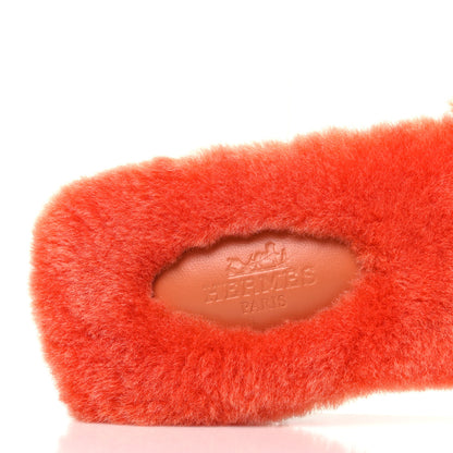 Hermes Woolskin Oran Sandals 37 Orange 7 of 8