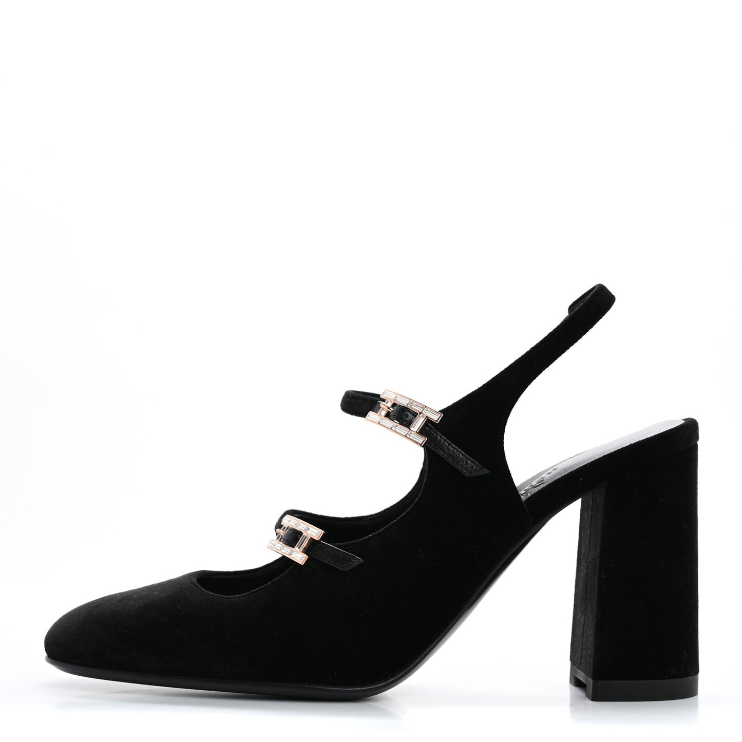 Velvet Rhinestone Jackie 90 Pumps 36.5 Black