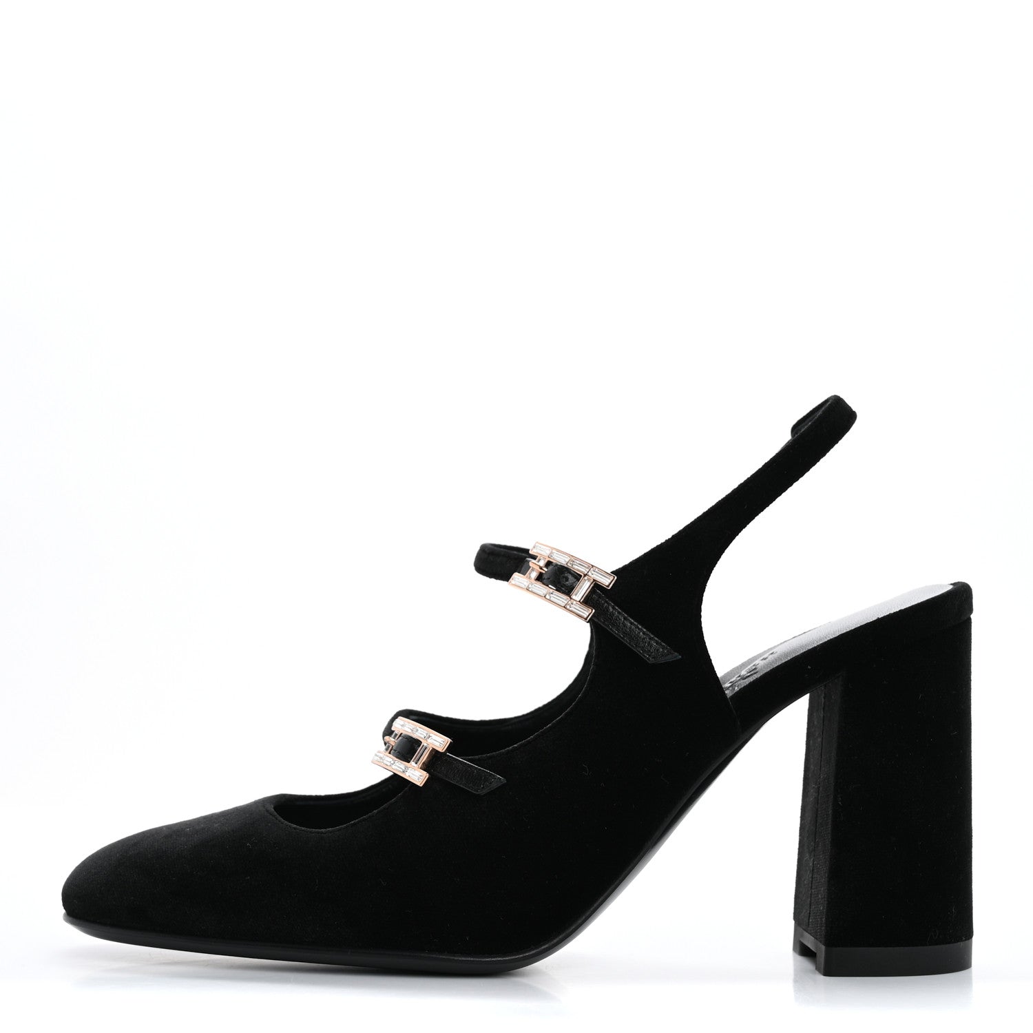 Hermes Velvet Rhinestone Jackie 90 Pumps 36.5 Black 1 of 10