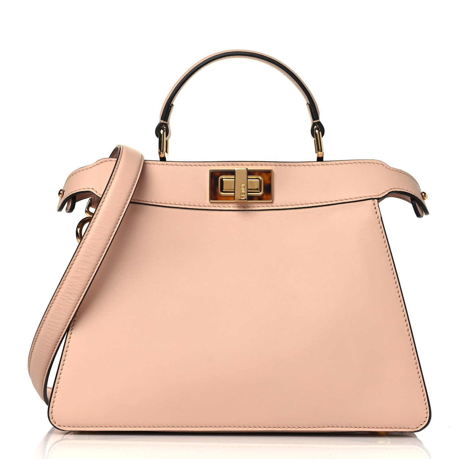 Fendi Vitello Seta Shiny Nappa Plexiglass Small Peekaboo I SEE U Satchel Light Rose 1 of 9