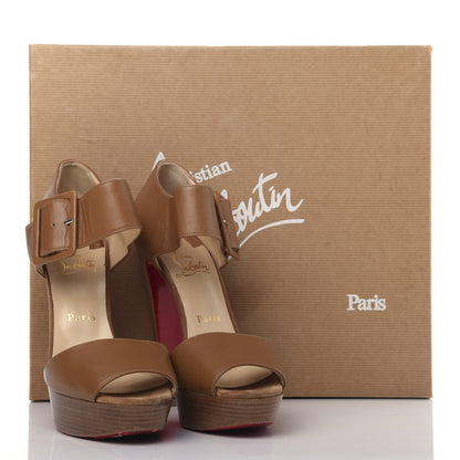 Christian Louboutin Calfskin Haute Retene 140 Platform Sandals 38.5 Noisette 10 of 11