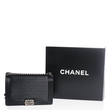 Chanel Calfskin Horizontal Quilted New Medium Boy Flap Black 9 of 9