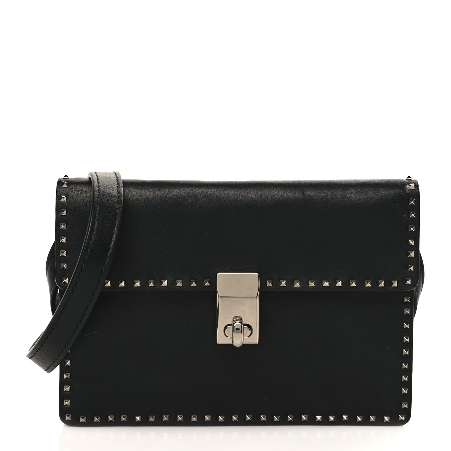 Calfskin Small Rockstud Cabana Crossbody Bag Black