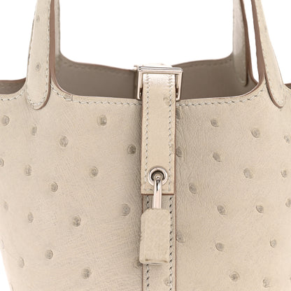 Hermes Ostrich Micro Picotin Lock Gris Perle 8 of 11