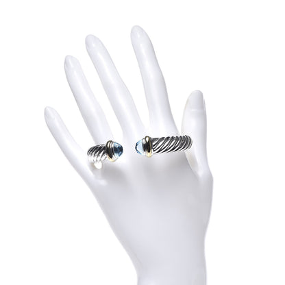 David Yurman Sterling Silver 18K Yellow Gold Blue Topaz Waverly Bracelet 2 of 5