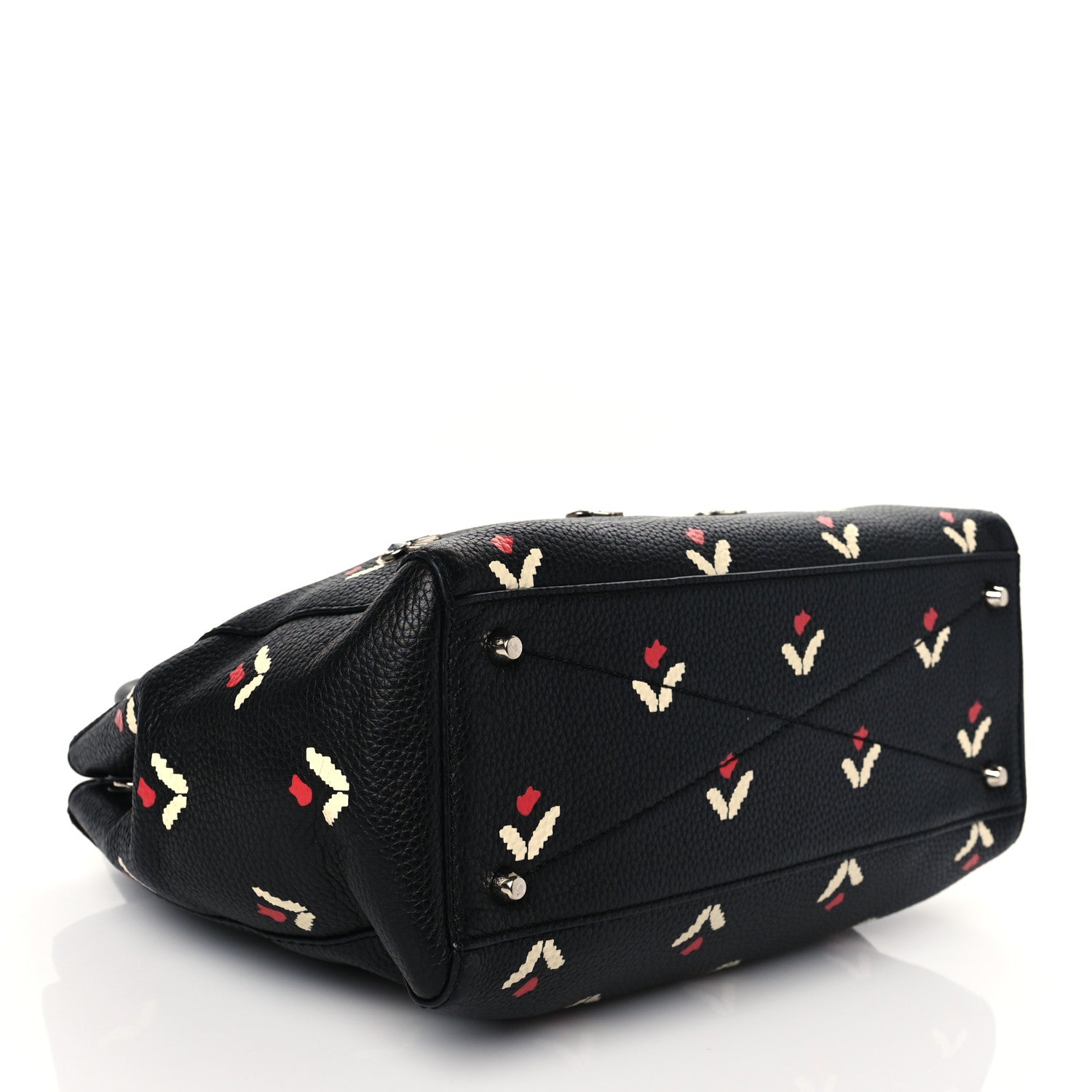 Marc Jacobs Grained Calfskin Embellished Tulip Print Tote Black Multicolor 4 of 10