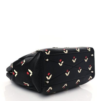 Marc Jacobs Grained Calfskin Embellished Tulip Print Tote Black Multicolor 4 of 10