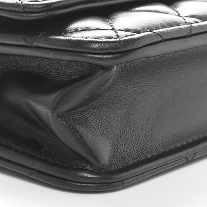Chanel Lambskin Resin Quilted Wallet On Chain WOC Black 9 of 11