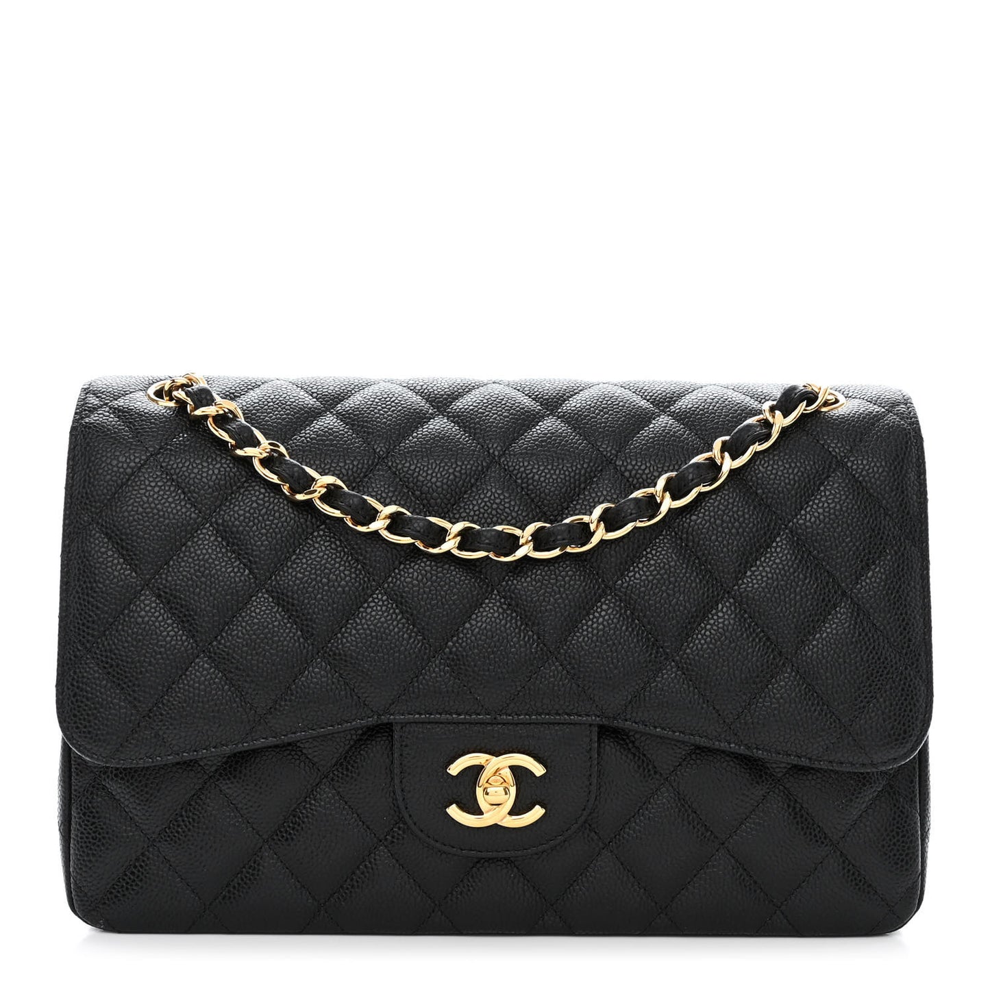Caviar Quilted Jumbo Double Flap Black