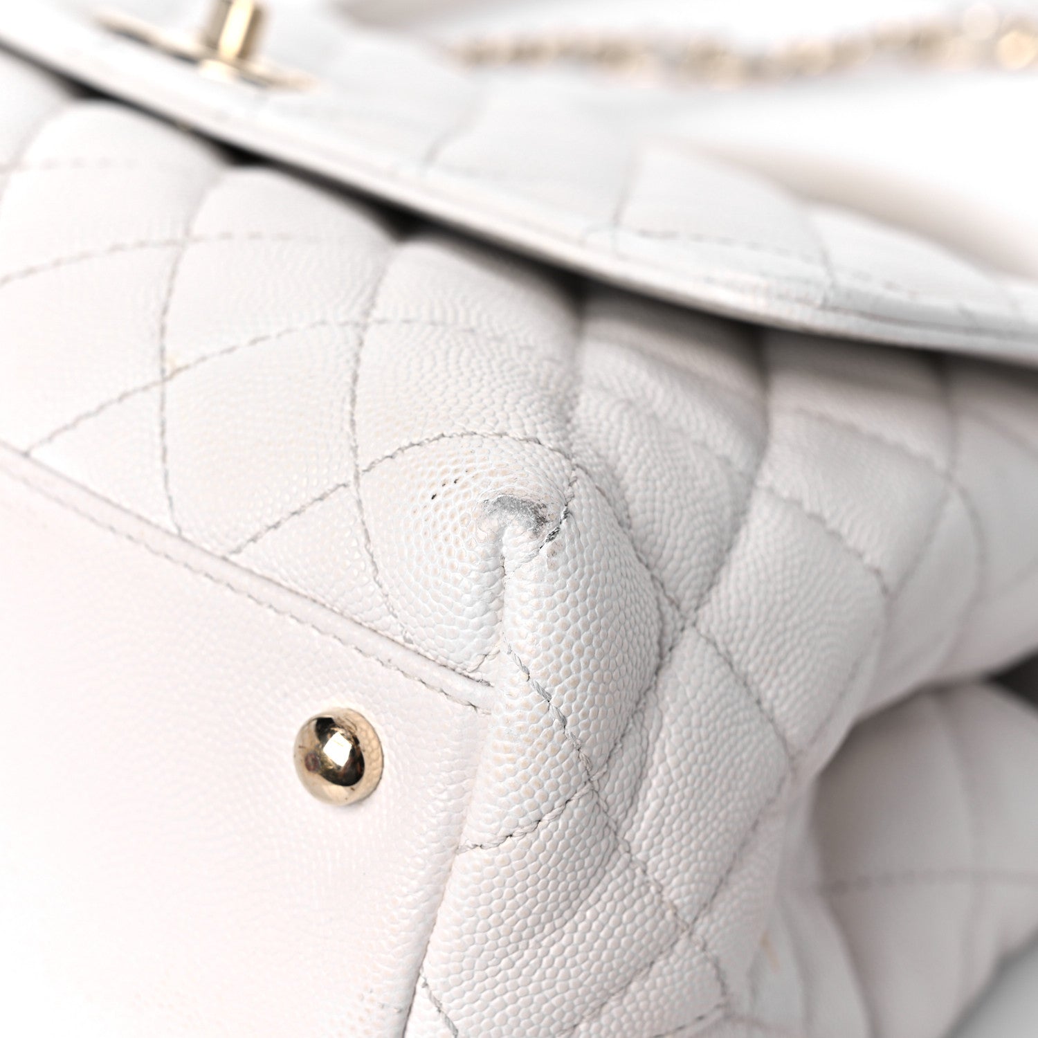 Chanel Caviar Quilted Small Coco Handle Flap White 9 of 20
